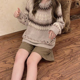 hulianfu Vintage Sweater Women Winter Raglan Sleeve Loose Christmas Sweater Pullovers Warm Knitted Jumper