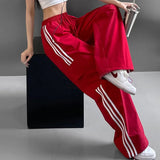 Women Casual Joggers Tech Pants Vintage Solid Low Waist Drawstring Baggy Trousers Y2K Wide Leg Sweatpants Streetwear Cargo Pants