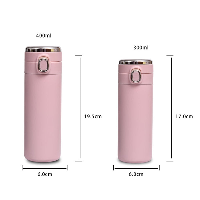 HULIANFU Thermos Water Bottle Coffee Mug Cute Stainless Steel Tumbler Cup with Temperature Display