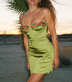 Hulianfu Sexy Floral Embroidery Slip Dress Women Bodycon Female Mini Dresses Spring Sexy Slim Chic Beach Style Lady Vestidos