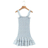High Quality  Holiday Summer Strap Sleeveless Elegant Women Ruffled A-line Mini Dress