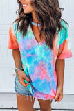 hulianfu Round Neck Tie-dye Loose T-shirt