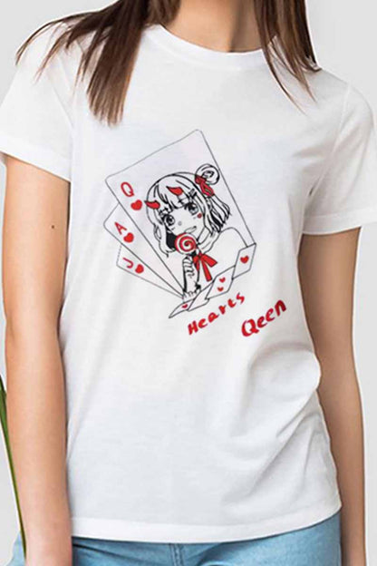 hulianfu Round Neck Carton Print Loose T-shirt