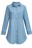 hulianfu hulianfu Loose Button Design 4 Colors Denim Dress（4 colors）