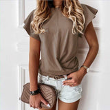 hulianfu Knot Design Light Tan T-shirt