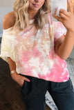 hulianfu Off-Shoulder Tie-dye T-shirt