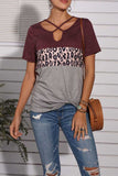 hulianfu Wine Red Leopard T-shirt