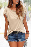 hulianfu Short-sleeve Loose Tassel T-shirt(3 Colors)