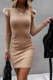 hulianfu hulianfu Long Sleeve Knit Bag Hip Midi Dresses(3 Colors)