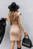 hulianfu hulianfu Long Sleeve Knit Bag Hip Midi Dresses(3 Colors)