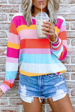 hulianfu hulianfu Rainbow Striped Multicolor Thin Tops(5 Colors)