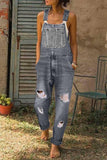 hulianfu hulianfu Washed Ripped Hole Denim Overalls(3 Colors)