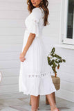 hulianfu hulianfu White Lace Midi Dresses