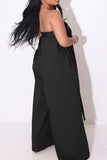 hulianfu Solid Color Whimsical Wide Leg Jumpsuit With Belt