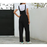 Women's Vintage Athleisure Overalls Rompers Pocket Full Length Pants Casual Weekend Micro-elastic Solid Color 30% Cotton Breathable Mid Waist White Black Orange Navy Blue S M L XL XXL