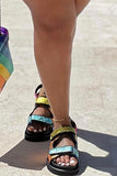 hulianfu Color Block Patchwork On-trend Chunky Sandals