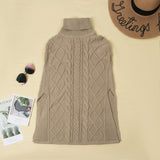 hulianfu hulianfu High Neck Loose Cable Knit Pattern Stitching Sweater(7 Colors)