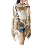 Summer Woman Chiffon Fabala Flower Shawl Loose Cover Ups Long Sleeve Shirts Thin Plus Size Scarf Blouses Sun Protection Shawl