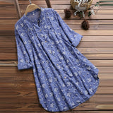 Plus Size Floral Print Blouse Women Summer V Neck Beach Dress Blouses Loose Swim Cover-up Tops Tunic Blouses Shirts Female Tees