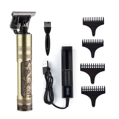 HULIANFU Professional Barber Hair Clipper Rechargeable Electric T-Outliner Finish Cutting Machine Beard Trimmer Shaver Cordless Corded