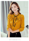 Spring Women Chiffon Shirt Korean Fashion Long Sleeve White Shirts Women Streetwear Office Blouse Elegant Lady Heart Print Tops