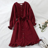 Winter Autumn Dress Women Pink Ruffle Long Sleeve Dress Christmas  Korean Kawaii Elegant Robe Femme Vintage Clothes Tunic