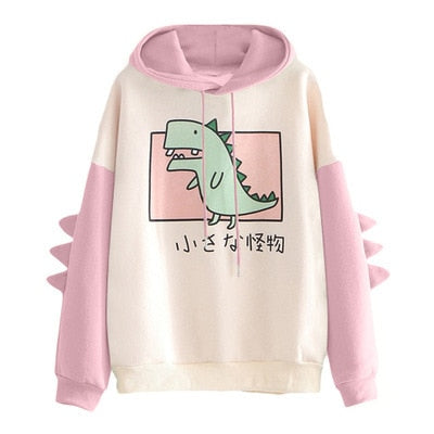 New Cute Dinosaur Hoodies Women Sweatshirt Pullovers Tops Harajuku Hooded Girls Female Teens Hooded Clothes