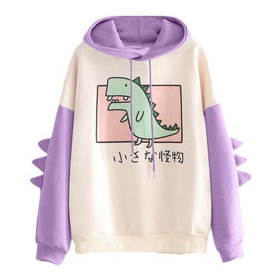 New Cute Dinosaur Hoodies Women Sweatshirt Pullovers Tops Harajuku Hooded Girls Female Teens Hooded Clothes