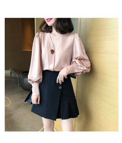 Spring Women Chiffon Shirt Korean Fashion Long Sleeve White Shirts Women Streetwear Office Blouse Elegant Lady Heart Print Tops