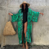 Fitshinling Snake Print Oversize Beach Cover Up Swimwear Summer Vintage Kimono Bohemian Holiday Long Cardigan Outing New