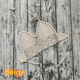 Handmade Crochet Lace Knit Bra Boho Beach Bikini Cami Tank Crop Top Halter