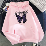 Winter Gothic Style Hoodie Ladies Sweatshirt Harajuku Butterfly Print Hooded Aesthetic Hoodie Spring Ladies Hoodie Streetwear