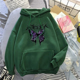 Winter Gothic Style Hoodie Ladies Sweatshirt Harajuku Butterfly Print Hooded Aesthetic Hoodie Spring Ladies Hoodie Streetwear