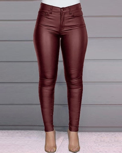 Spring Women Pu Leather Pants Black Sexy Stretch Bodycon Trousers High Waist Long Casual Pencil S-3XL Winter