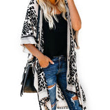 Womens Boho Printed Kimono Beach Cover Up Fashionable Summer Open Front Loose Cardigan Top With Tassel Thin Jumper Tops Holiday