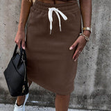 Women Set With Skirt Solid Slim Ladies Skirts Suit Sleeveless Sweatshirt Crop Tops And Split Lace Up Bottom  Summer Fashion