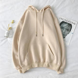 Women Autumn Solid Color Hoodies Couple Long Sleeve Hooded Sweatshirt Men Spring Casual Plus Size Fashion Loose Pullover Tops