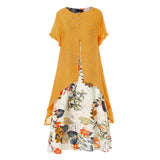hulianfu Yitonglian Women's Summer Chic Short Sleeve Fashion Boho Style Loose Maxi Dress Plus Size Floral Dresses S0250