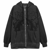 Y2K Gothic Sweatshirt Oversized Hoodie Women Autumn Zip Up Long Sleeve Coat Top Female 90S Vintage E-Harajuku Grunge Clothes