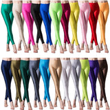 Hot Selling  Women Solid Color Fluorescent Shiny Pant Leggings Large Size Spandex Shinny Elasticity Casual Trousers For Girl