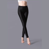 Hot Selling  Women Solid Color Fluorescent Shiny Pant Leggings Large Size Spandex Shinny Elasticity Casual Trousers For Girl