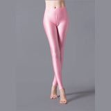 Hot Selling  Women Solid Color Fluorescent Shiny Pant Leggings Large Size Spandex Shinny Elasticity Casual Trousers For Girl