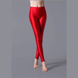 Hot Selling  Women Solid Color Fluorescent Shiny Pant Leggings Large Size Spandex Shinny Elasticity Casual Trousers For Girl