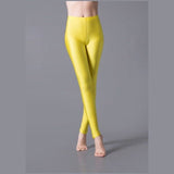 Hot Selling  Women Solid Color Fluorescent Shiny Pant Leggings Large Size Spandex Shinny Elasticity Casual Trousers For Girl