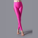 Hot Selling  Women Solid Color Fluorescent Shiny Pant Leggings Large Size Spandex Shinny Elasticity Casual Trousers For Girl