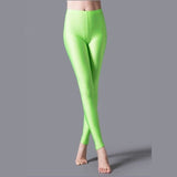 Hot Selling  Women Solid Color Fluorescent Shiny Pant Leggings Large Size Spandex Shinny Elasticity Casual Trousers For Girl