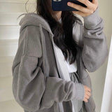 Women Hoodie Harajuku Korean Version Loose Oversized Sweatshirts Solid Color Long-sleeved Hooded Sweatshirt Student Girl Top