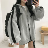 Women Hoodie Harajuku Korean Version Loose Oversized Sweatshirts Solid Color Long-sleeved Hooded Sweatshirt Student Girl Top