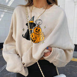HAMSGEND Women's Clothing Solid Hoodies Halloween Fashion Women's Casual Long Sleeve Printed sweatshirt women  Hoodies