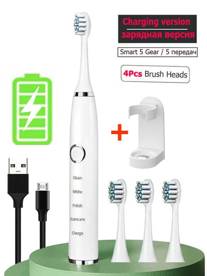 HULIANFU Super Sonic Electric Toothbrushes for Adults Kid Smart Timer Whitening Toothbrush IPX7 Waterproof Replaceable AA Battery Version
